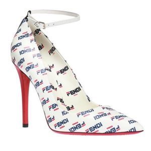 Fendi White X Hey Reilly Mania Monogram Heels EU 38/ US 8